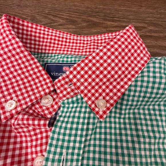 Vineyard Vines Boys 100% Cotton Button Front Whale Shirt, Gingham Colorblock, L - Picture 5 of 13